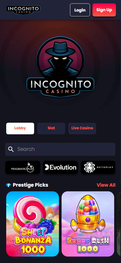 Incognito Casino Mobile screenshot